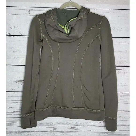 Kuhl Hooded Lined Full Zip Fleece Jacket Men Size XS Green Freethinker